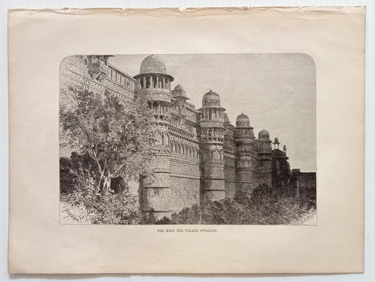 AOP India 1876 Woodcut Engraving THE KING PAL PALACE GWALIOR