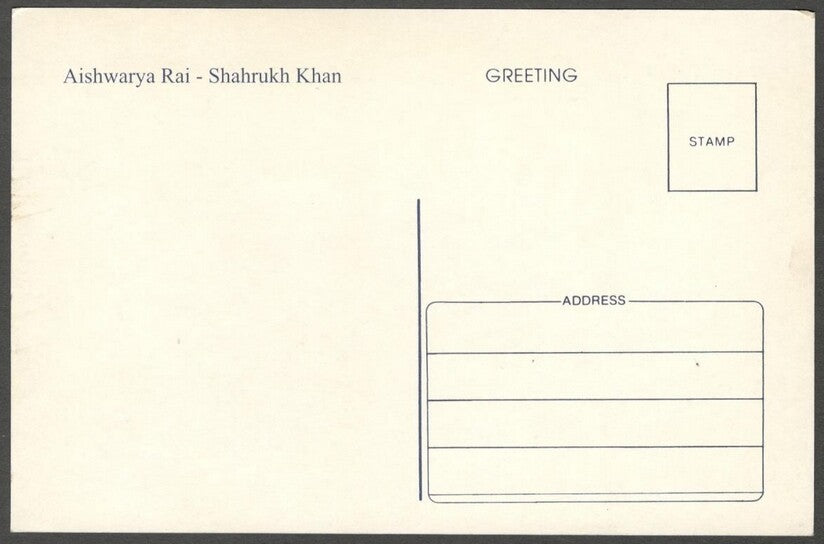 AOP India Bollywood vintage postcard SHAH RUKH KHAN & AISHWARYA RAI