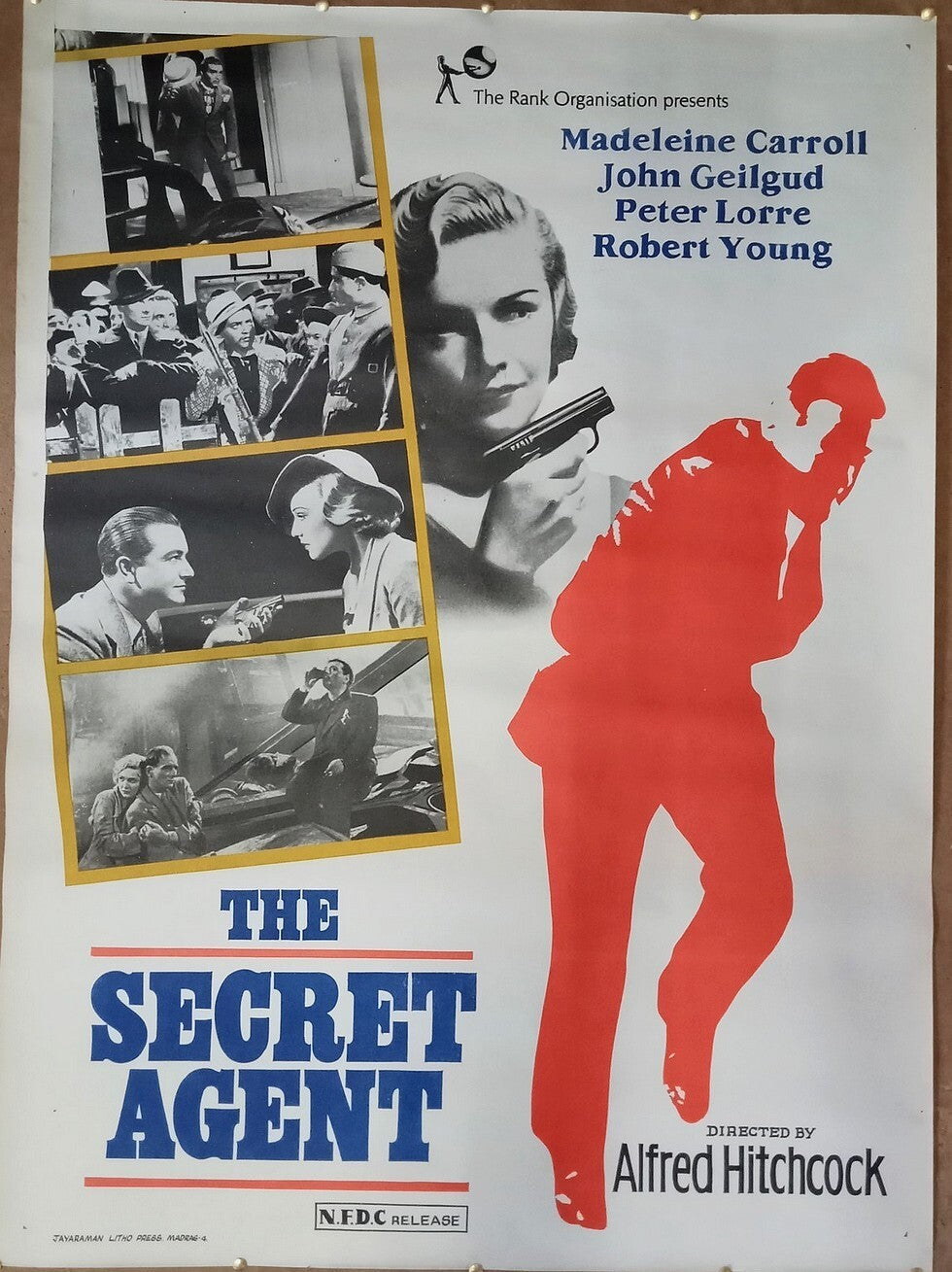 ALFRED HITCHCOCK Secret Agent 1947 1 sheet vintage India poster 30" x 40"