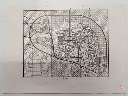 PARBHANI MASTER PLAN 1946 map ex-libris Hyderabad State India 8"x12"