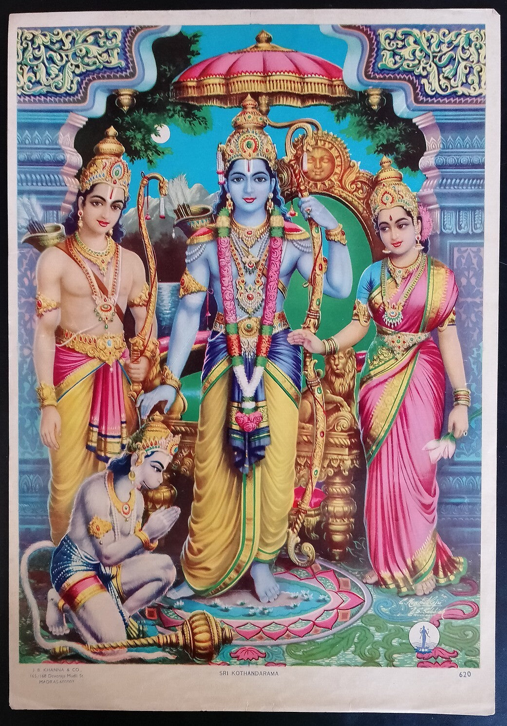 AOP India vintage poster SRI KOTHANDARAMA by J.B. KHANNA & Co.10x14 inches