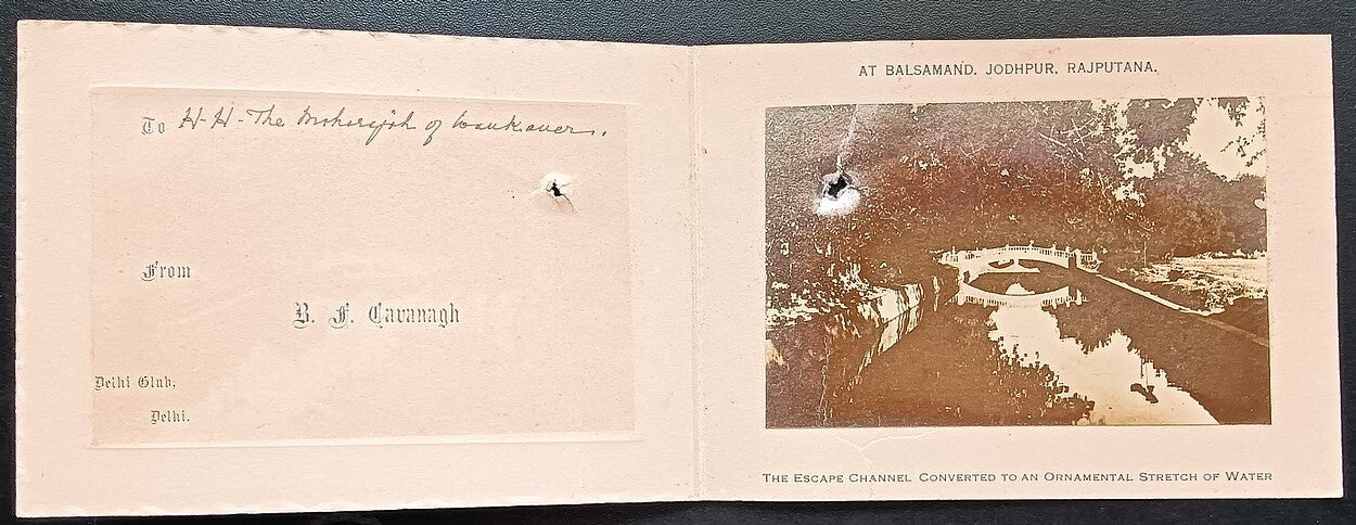 India 1930 X'Mas card with Balsamand, Jodhpur Rajputana photograph from Cavanagh