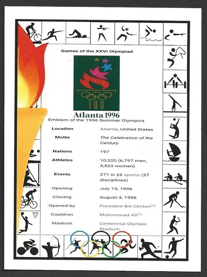India 2024 Paris Olympics maxi card with 1996 Atlanta, US Olympics cachet