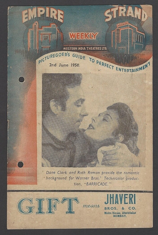India Empire & Strand 1950 herald BARRICADE Dane Clark & Ruth Roman etc.
