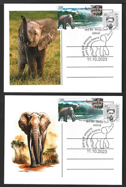 India 2023 LEMRU ELEPHANT RESERVE Special postcards (5)