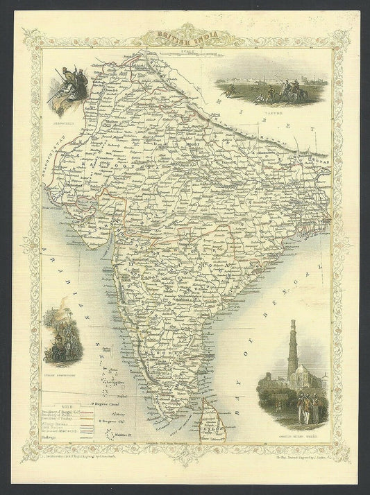 Vintage invitation card with a reproduced map of Ancient India