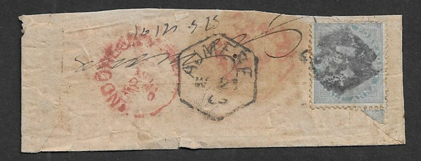 India 1863 cover with 1856 1/2a pale blue 