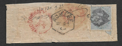 India 1863 cover with 1856 1/2a pale blue 