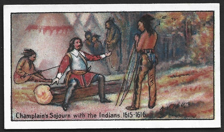 CANADIAN HISTORY 1926 cigarette card Imperial Tobacco CHAMPLAIN WITH INDIANS