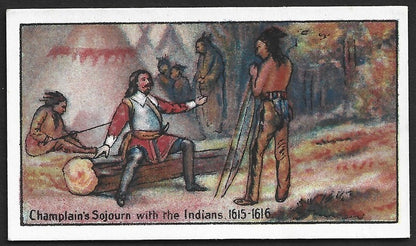 CANADIAN HISTORY 1926 cigarette card Imperial Tobacco CHAMPLAIN WITH INDIANS