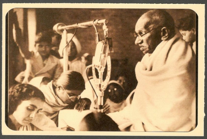 AOP India full back pictorial 50p Gandhi postal card GANDHI 