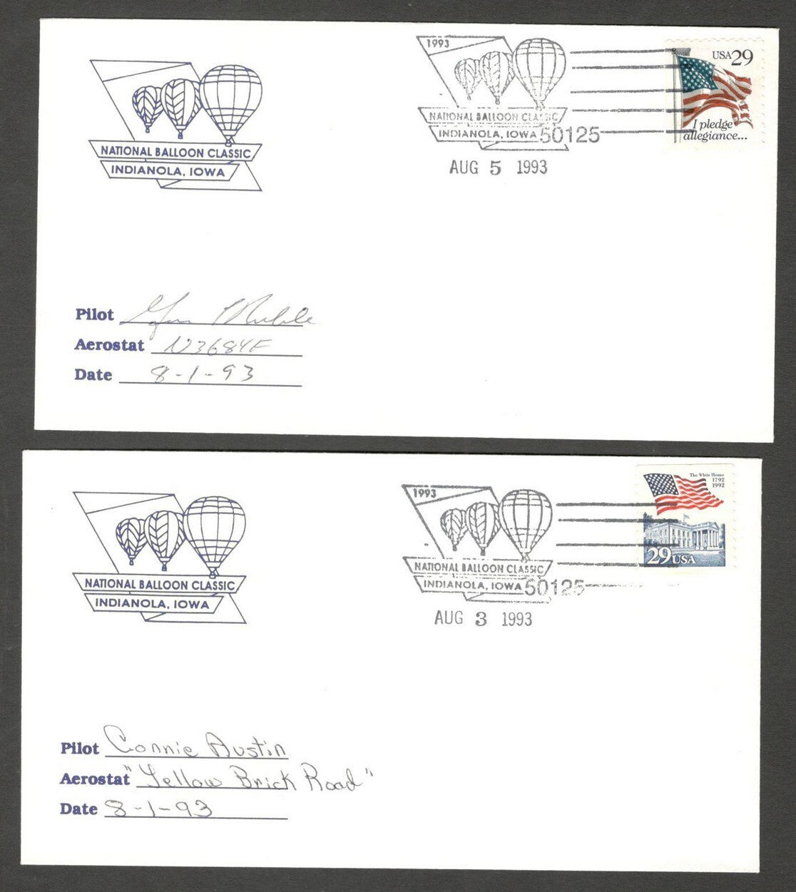 National Balloon Classic, Indianola 1993 covers signed by Pilots (10)