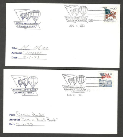 National Balloon Classic, Indianola 1993 covers signed by Pilots (10)