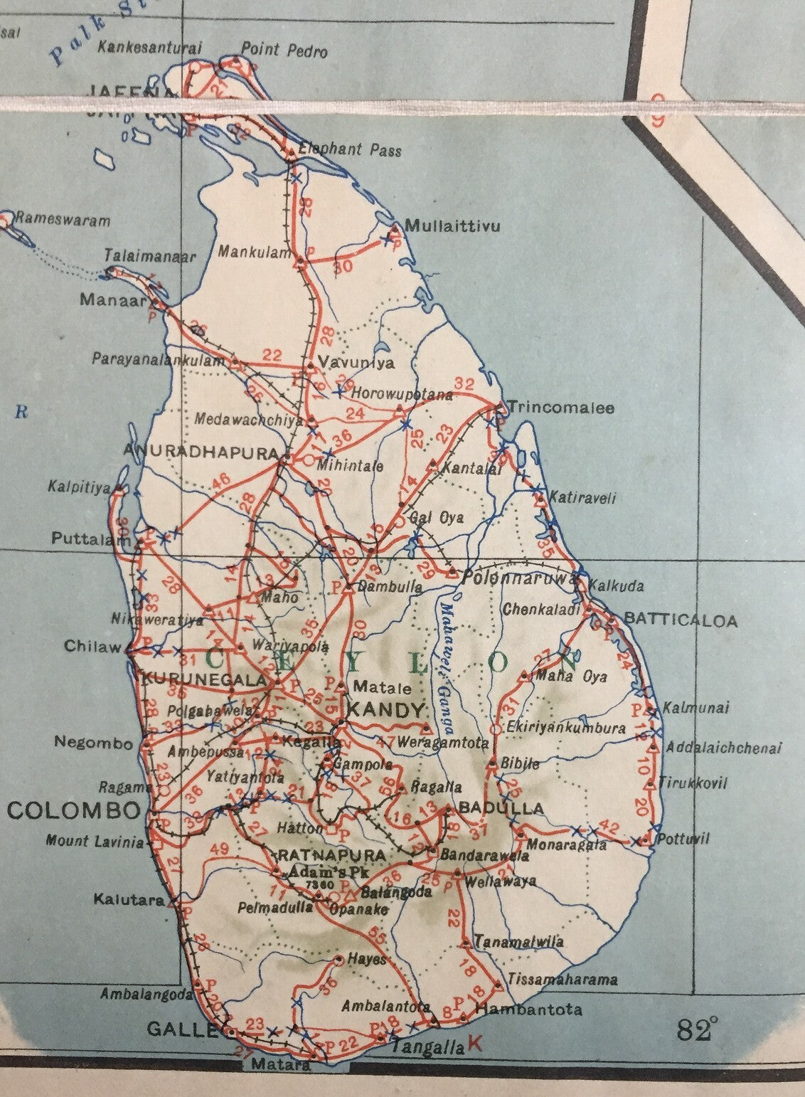 1945 ROAD MAP OF INDIA cloth backed folding map 32x43 inches