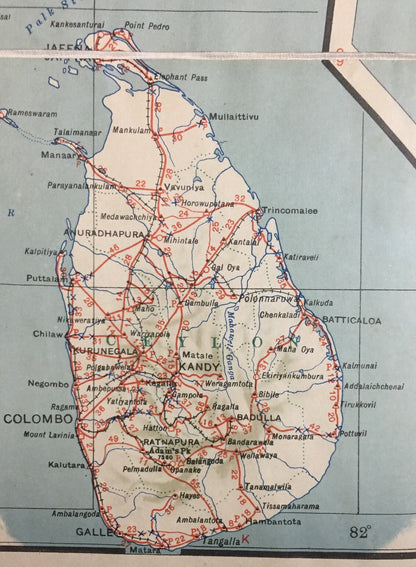 1945 ROAD MAP OF INDIA cloth backed folding map 32x43 inches