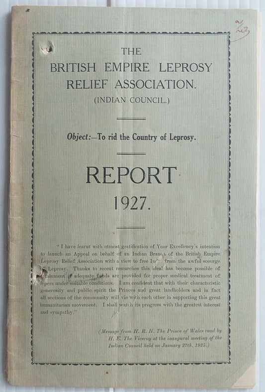 India BRITISH EMPIRE LEPROSY RELIEF ASSOC 1927 report 52pgs