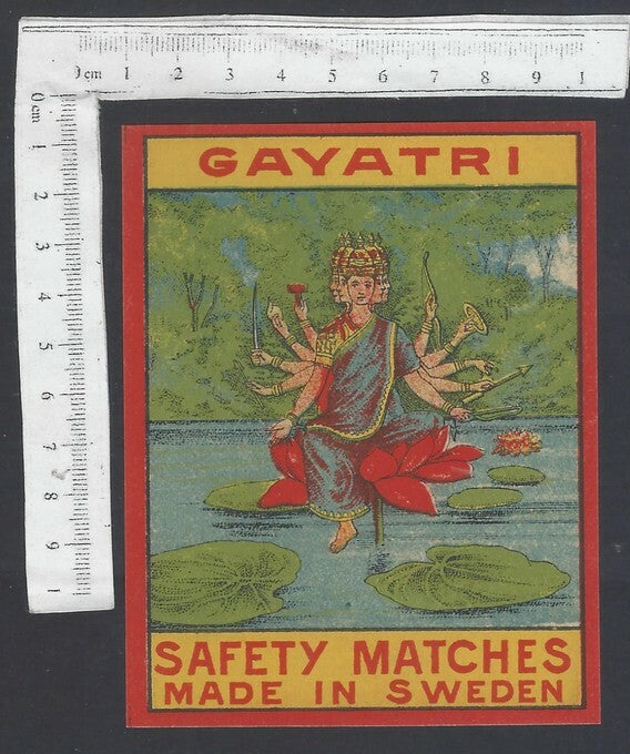 AOP India vintage packet size label Gayatri Made in Sweden