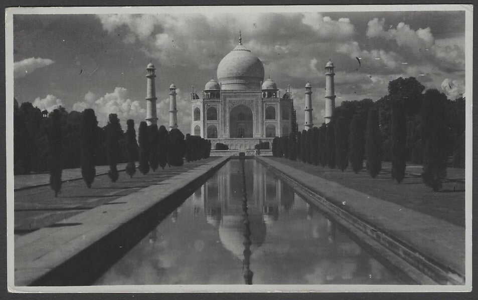 AOP India vintage real photo postcard Taj Mahal PU 1952 