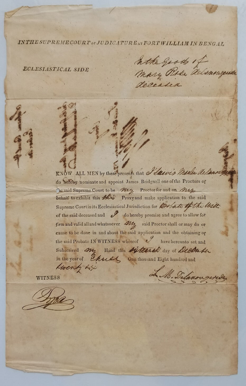 AOP India 1826 Supreme Court, Fort Williams, Calcutta document
