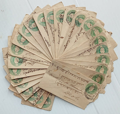India KEdVII 1/2a green envelopes x 100 selected for condition WHOLESALE