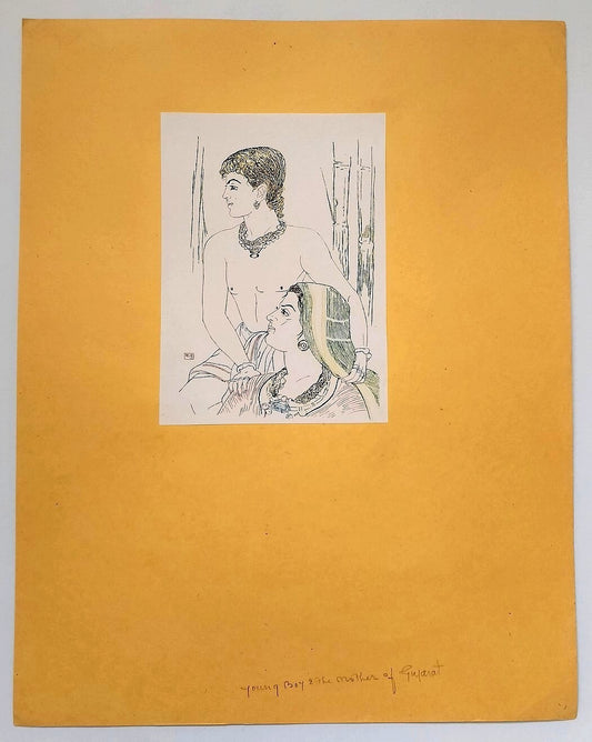 AOP KANU DESAI vintage print India - YOUNG BOY & MOTHER OF GUJARAT