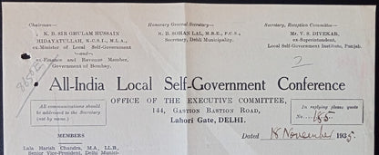 All-India Local Self-Government Conference letterhead u sed 1935