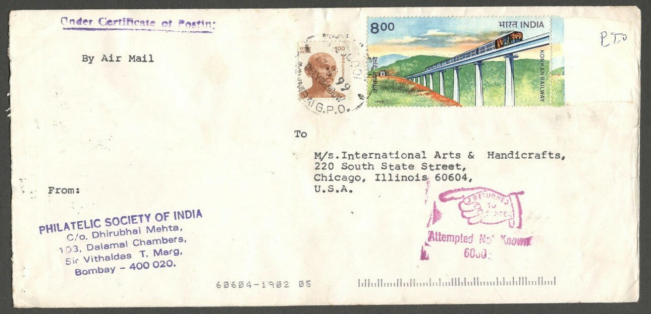 AOP India RTS Returned To Sender recent covers (9)