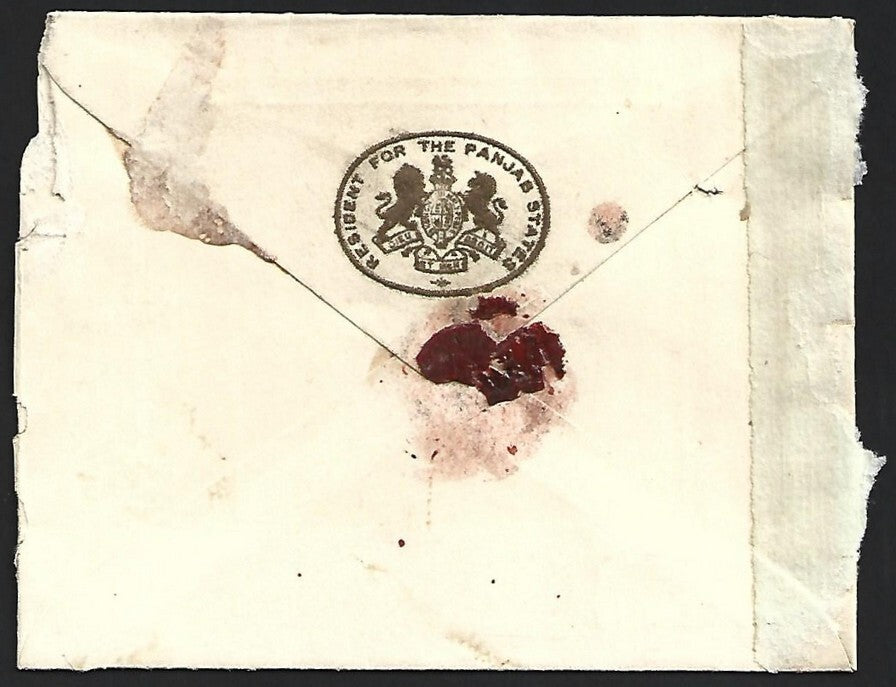 India crested envelope RESIDENT FOR THE PANJAB STATES