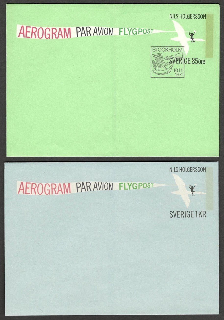 (AOP) India Sweden 1971-76 aerogrammes & airmail envelopes most unused (7)