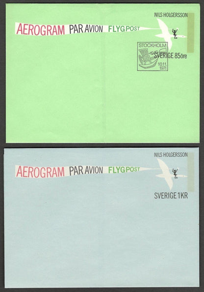 (AOP) India Sweden 1971-76 aerogrammes & airmail envelopes most unused (7)