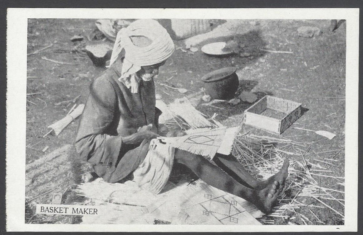 AOP India vintage postcard BASKET MAKER