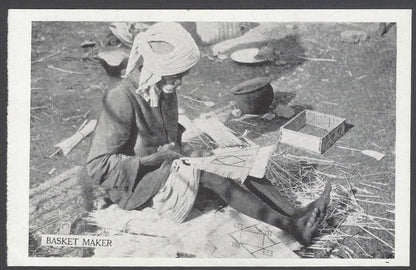 AOP India vintage postcard BASKET MAKER