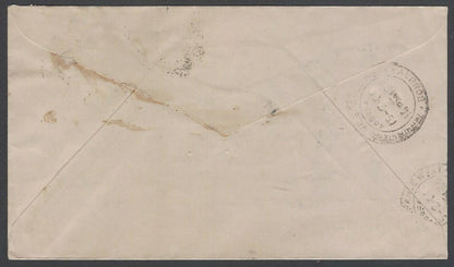 India cover to New Zealand wi FOREIGN POSTAGE REVEISED 8 line instructional mark