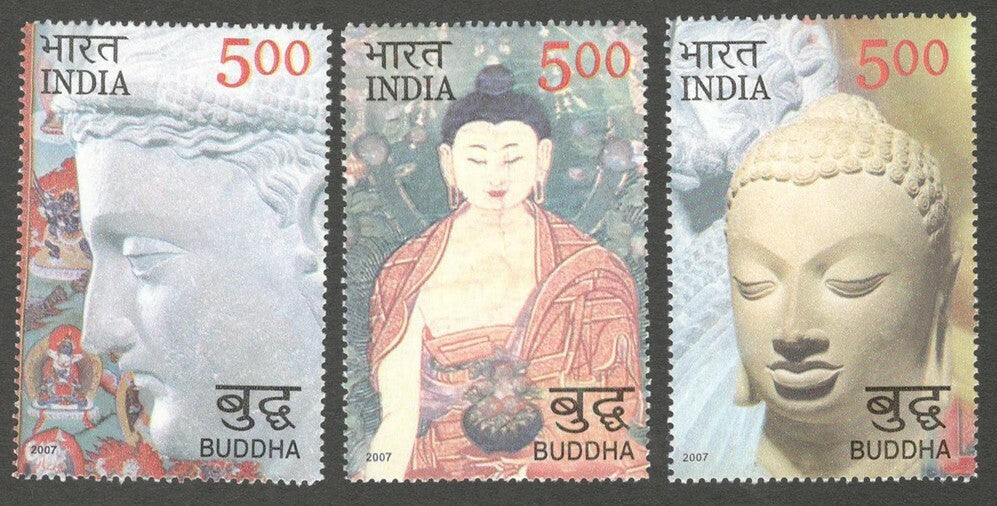 AOP India 2007 2250 Years of Mahaparinirvana of Buddha set of 3 MNH
