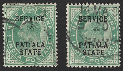 India Patiala State KEdVII 1/2a constant error STAT-E used x 2