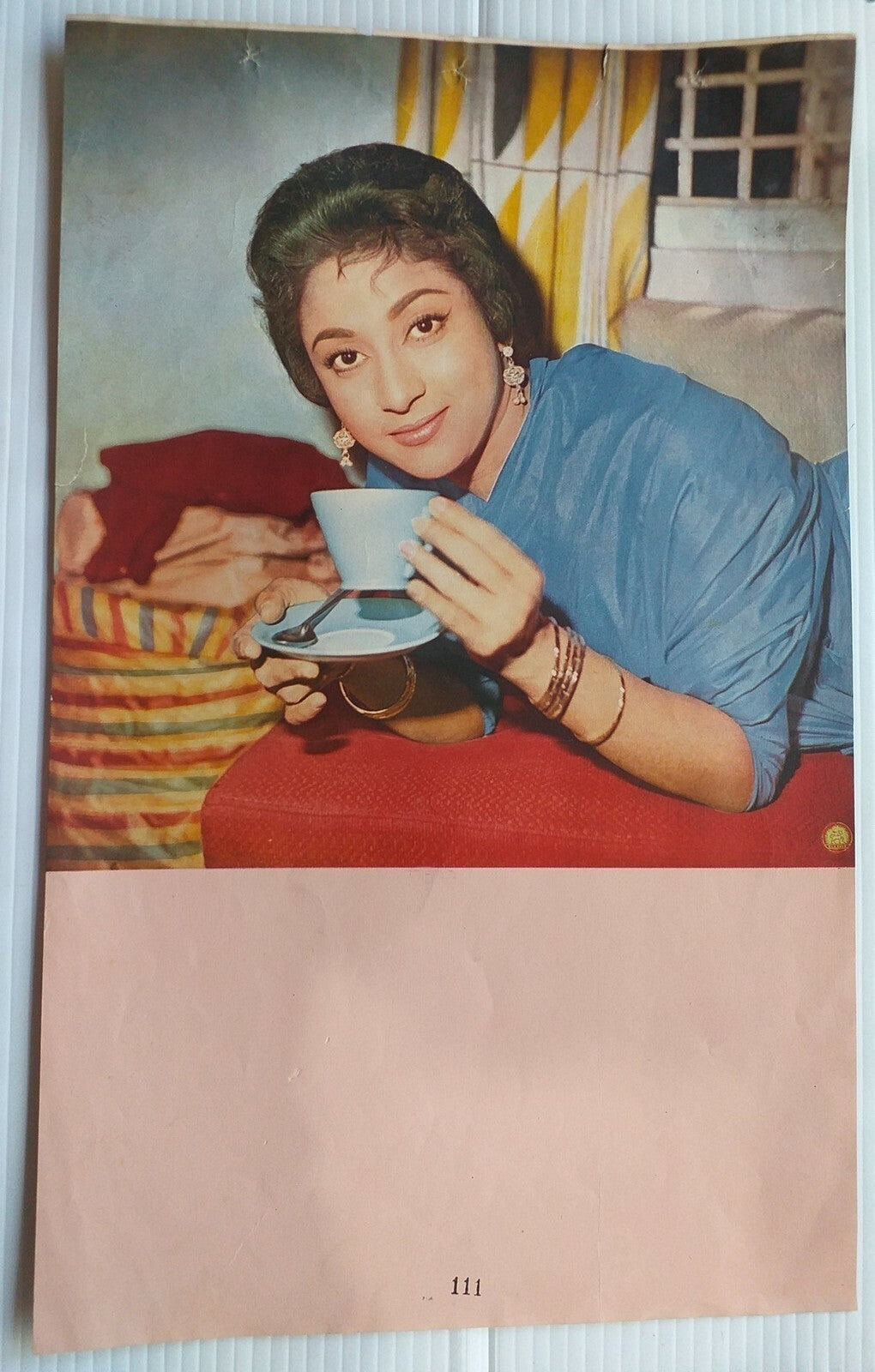 India 1950s Bollywood calendar trade sample Mala Sinha 27cm” x cm”43