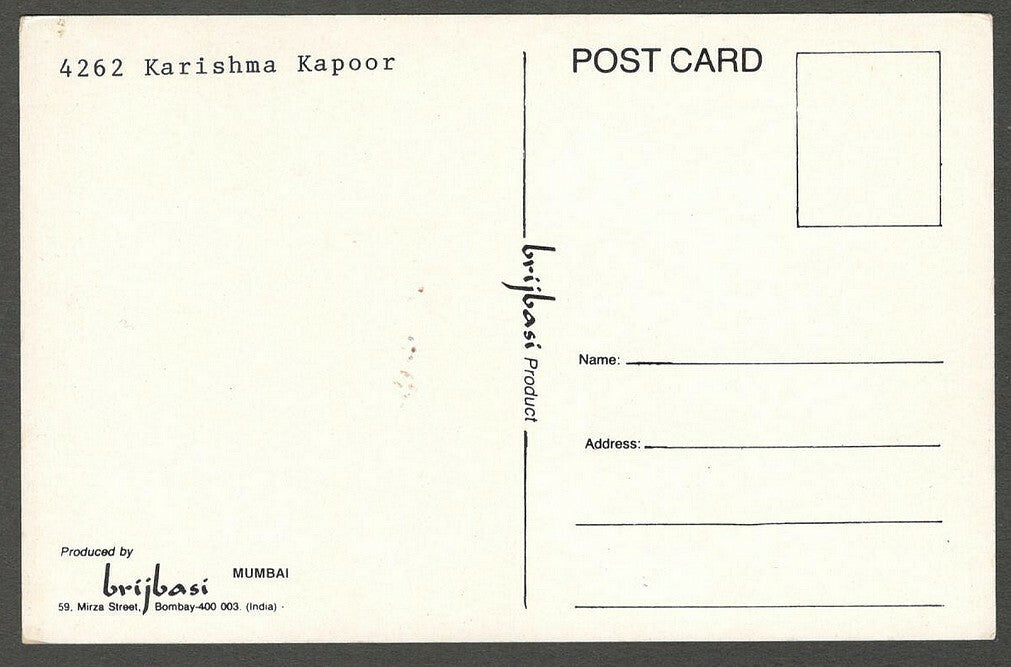 AOP India Bollywood KARISHMA KAPOOR vintage postcard 