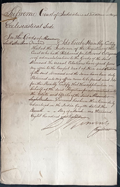 India King George IIII 1818 Fort William, Calcutta 3 page document