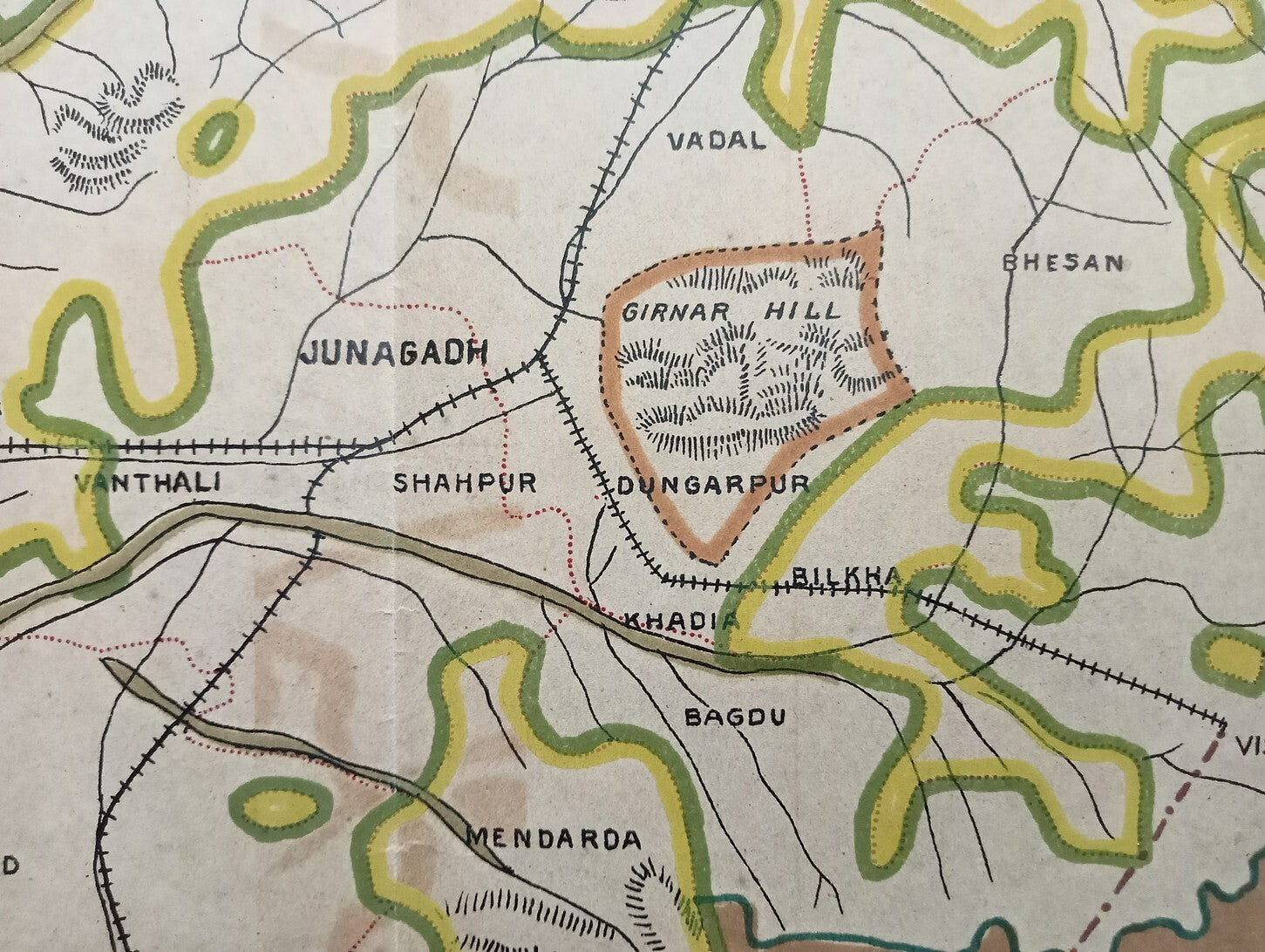 AOP India 1917 MAP of Junagadh State 33x45cm