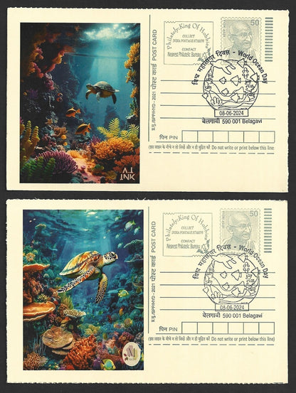 India 2024 World Ocean Day cards TORTOISE & FISH (10)