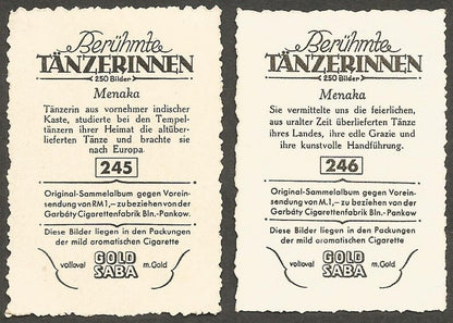 India 1930s dancer Meneka photographic German trade cards x 2