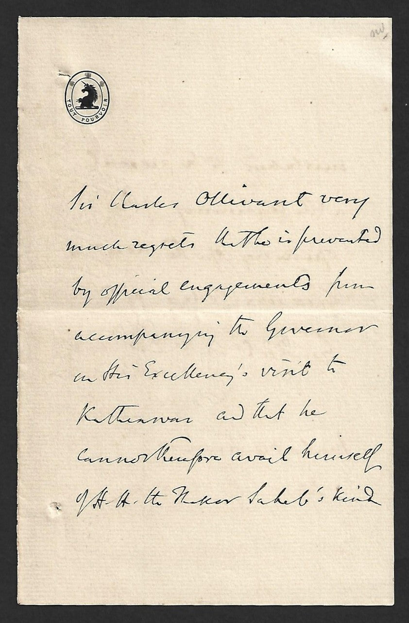 AOP India 1898 crested letter - Sir Olivant