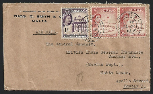 Malta 1962 cover to India