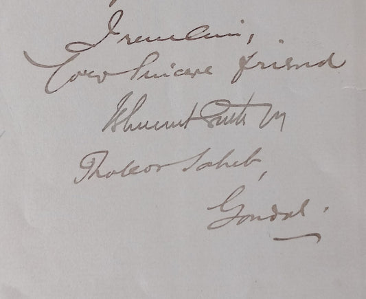 AOP India 1900 letter signed Maharaja of Gondal Bhagwatsinhji