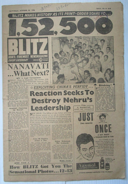 India Blitz 31 Oct 1959 issue EXPLOITING CHINA’S PERFIDY see condition