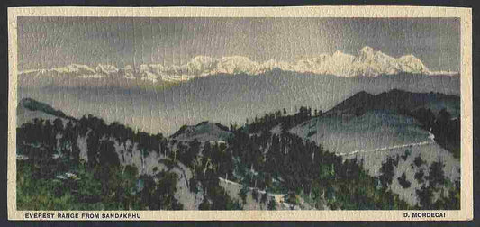India vintage Panorama card 9x20 cm EVEREST RANGE FROM SANDAKPHU by D MORDECAI