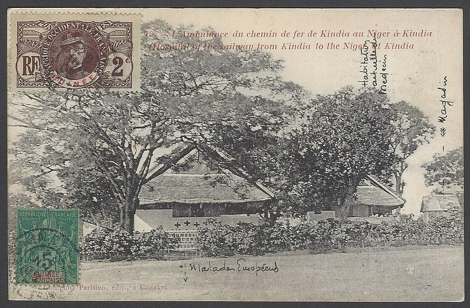 AOP French Guinea #4 etc. on postcard KINDIA to Conarky