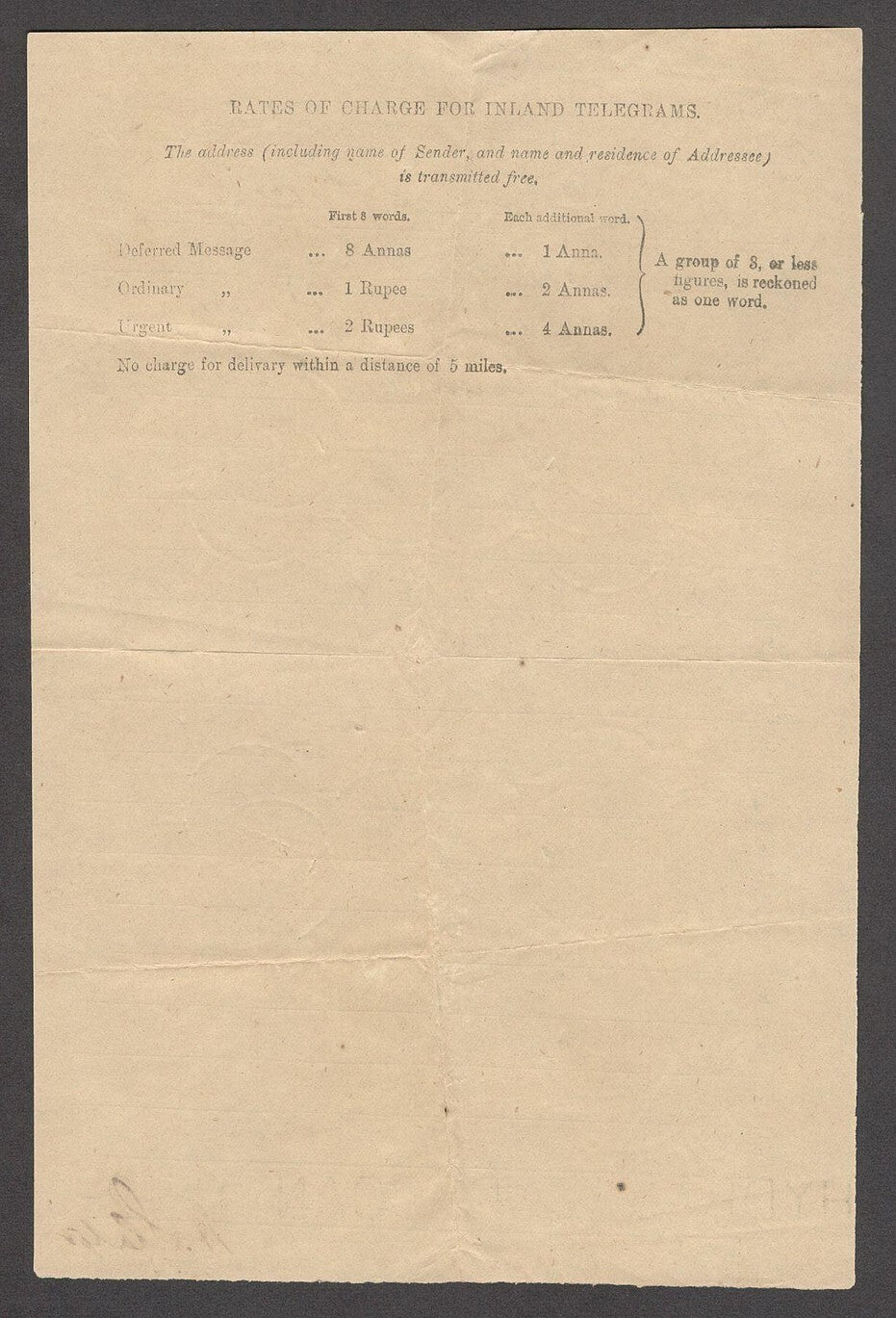 India 1888 OPIUM TRADE telegram from Ujjaiin to HYDERABAD - DECCAN