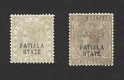 India FATIALA STATE constant error on QV 1a6p & 6as unused (no gum)