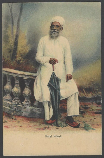 India artistic Parsi Priest vintage UB colour postcard